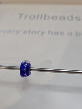 Trollbeads Cobalt Blue Glass  Bead with Clear Edges And Clear Bubbles